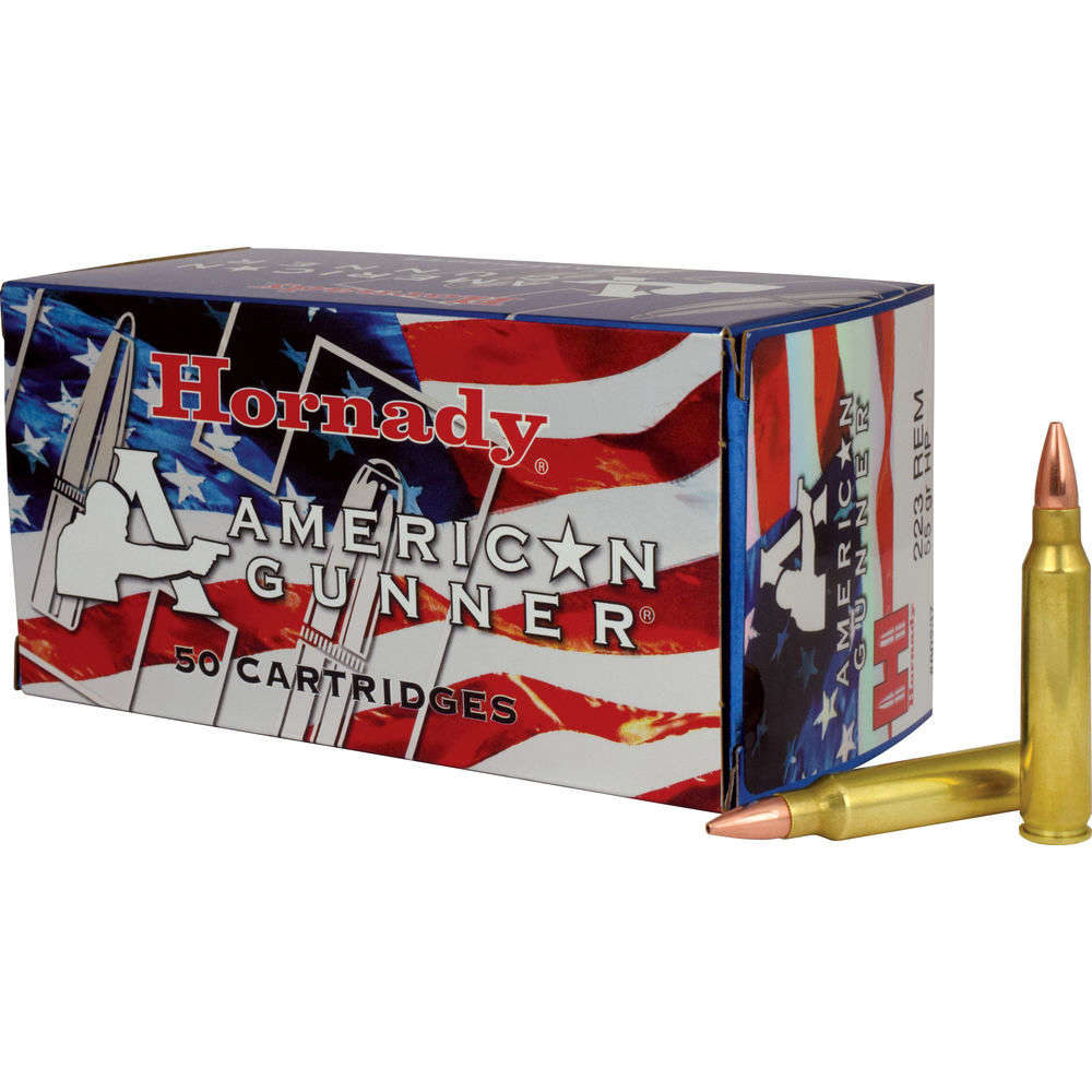 Ammunition Hornady 1282 ft lbs 223Rem HORN 80237  AM GUNNER  223    55 HP          50/10 • Model: 1282 ft lbs