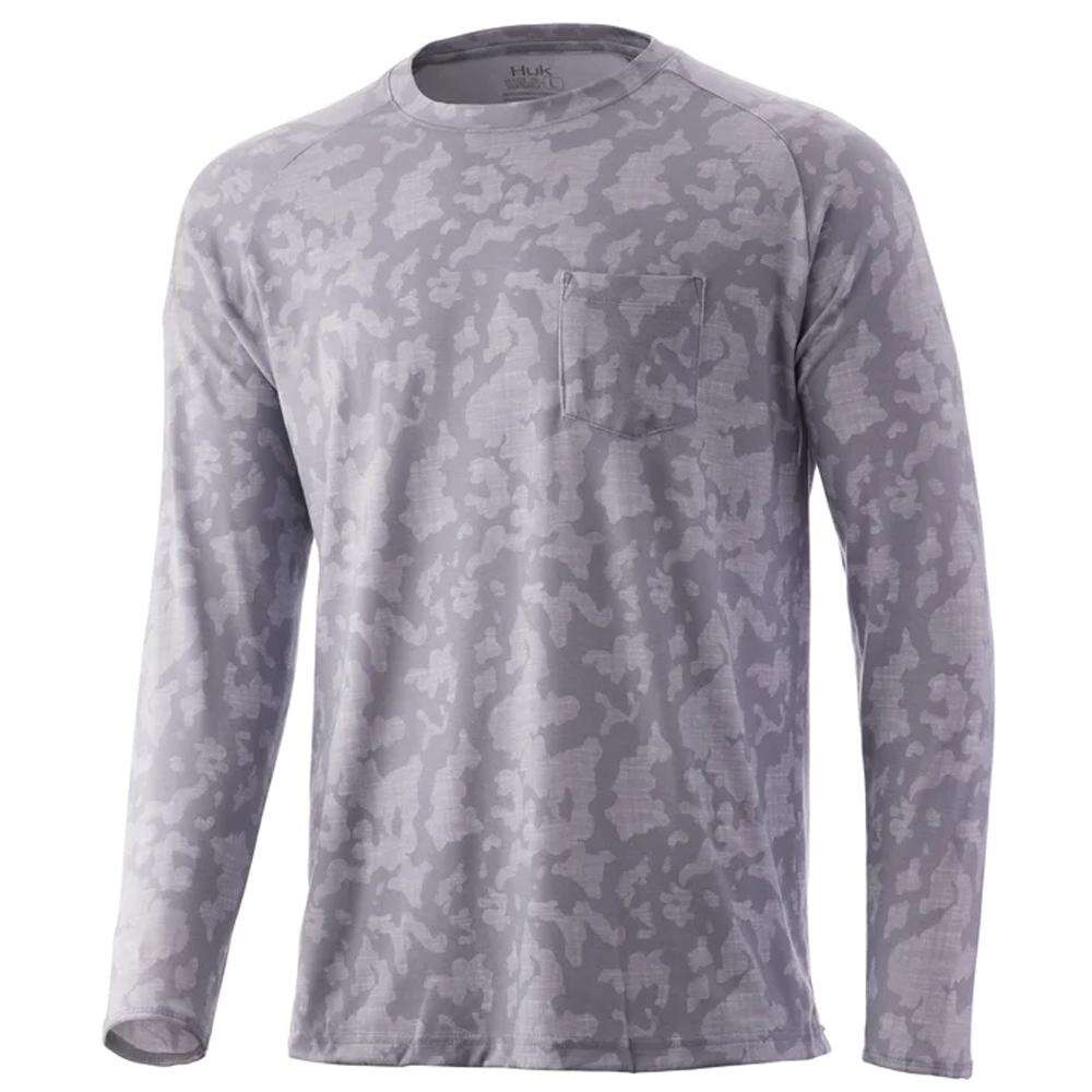 Clothing Huk Ready Series WAYPOINT RUNNING LAKES LS OVERCAST GREY M