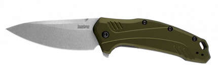 Knives Kershaw Ready Series Kershaw Link Drop Point Knife Olive Aluminum (3.25" Stonewash 20CV)