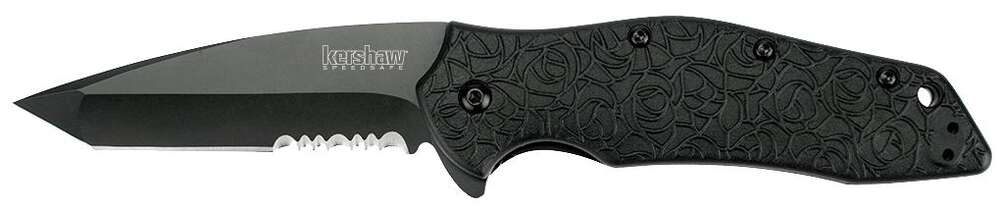 Knives Kershaw Ready Series Kershaw Kuro Tanto Assisted Opening Knife (3.125" Black Serr)