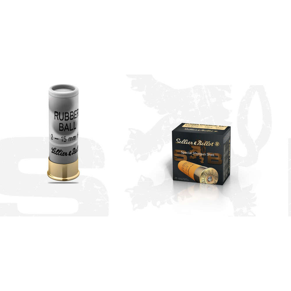 Ammunition MagTech 1/8 oz 12Gauge S&B SB12RBB        12GA      RUBBER 2 BALL   25/10 • Model: 1/8 oz