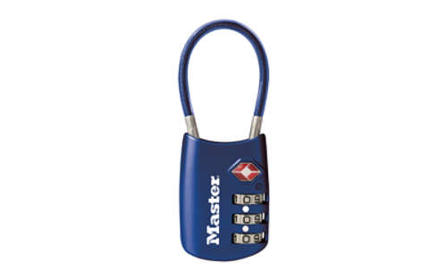 Safes Security MasterLock Flexible Shackle MASTERLOCK TSA PADLOCK COMBO BLUE • Model: Flexible Shackle