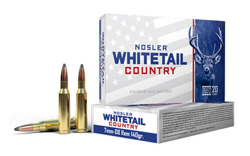 Ammunition Nosler Whitetail Country 7mm 08 NOSLER 7MM-08 REM 140GR SB SP 20/200 • Model: Whitetail Country