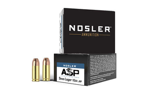 Ammunition Nosler Assured Stopping Power 9mm NOSLER ASP 9MM 115GR HG JHP 20/400