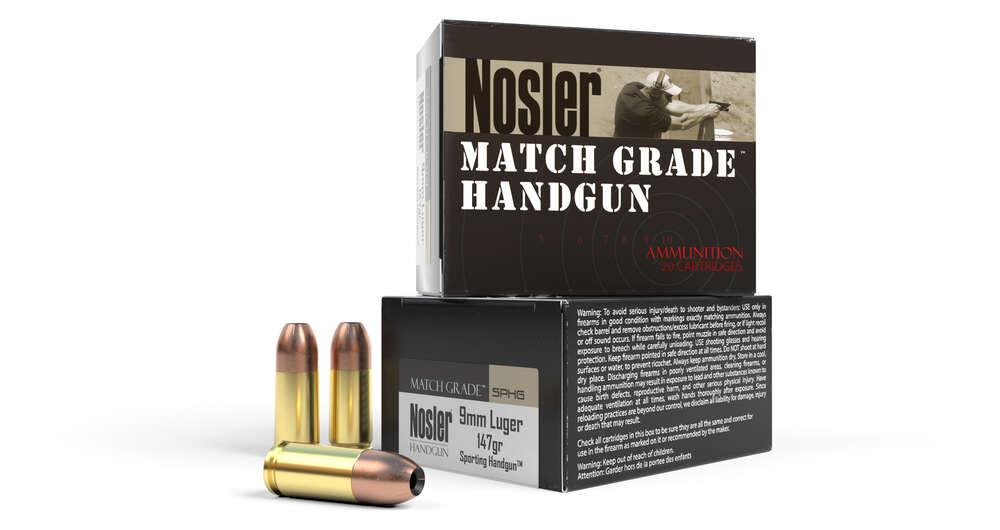 Ammunition Nosler 295 ft lbs 9mm NOS 51290 MATCH HG 9MM    147 JHP            20/20 • Model: 295 ft lbs