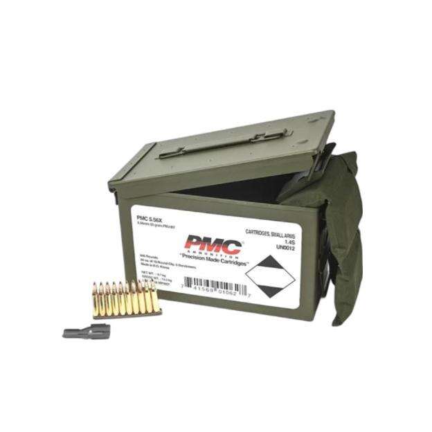 Ammunition PMC Ready Series 223Rem|5.56NATO 5.56mm NATO 55gr FMJBT W/Bandoleer 840 RD Metal Box (2-Metal Boxes) 1680 RD