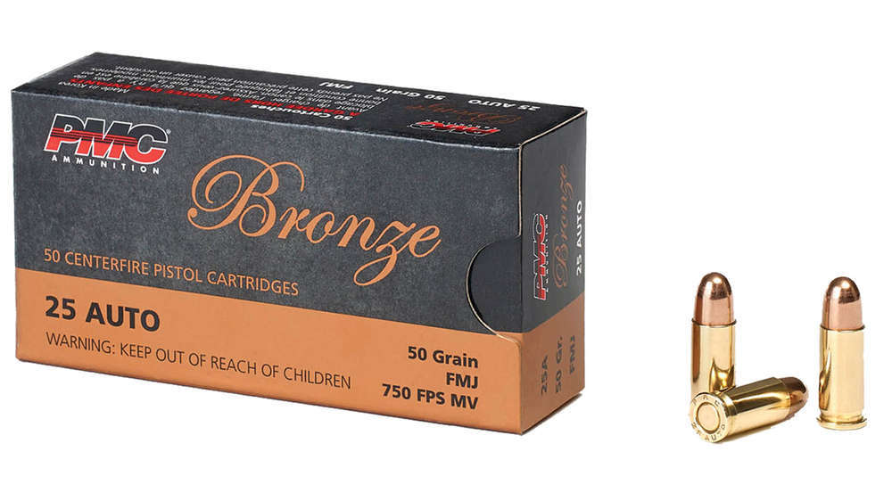 Ammunition PMC Bronze 25ACP PMC BRNZ 25ACP 50GR FMJ 50/1000 • Model: Bronze