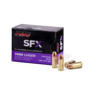 Ammunition PMC 397 ft lbs 9mm PMC 9SFX     9MM     124 SFXHP               50/20 • Model: 397 ft lbs