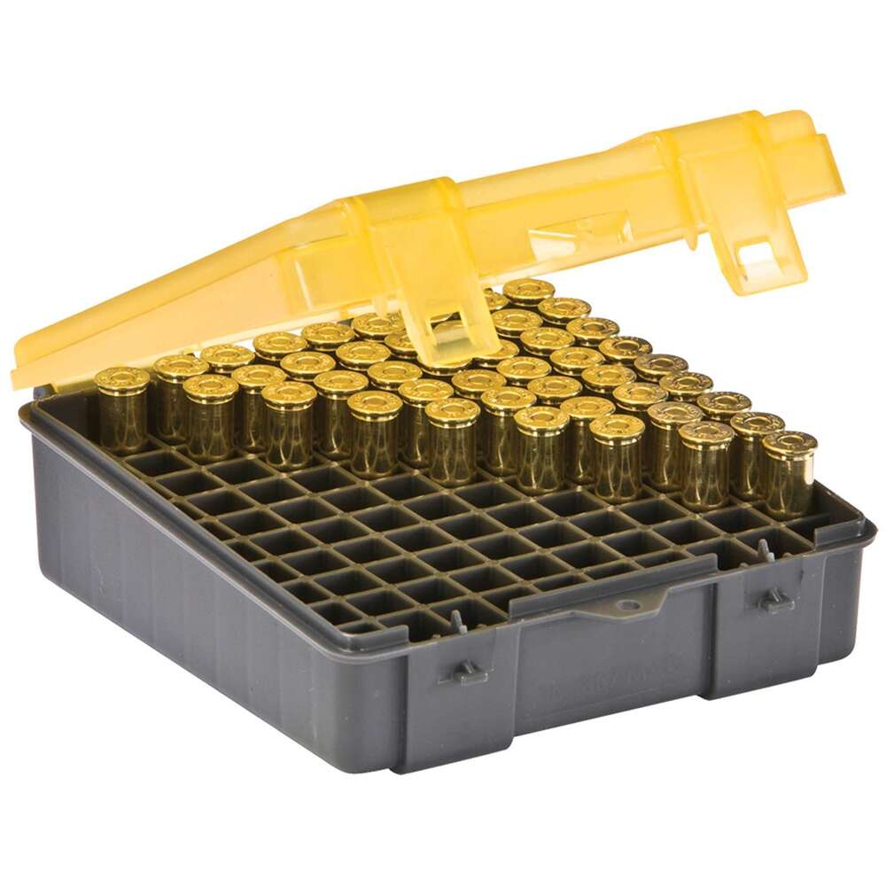 Misc. Accessories Plano Ready Series CARTRIDGE BOX .38 - .357 MAG AMBER/CHARCOAL 100ct. • Model: Ready Series