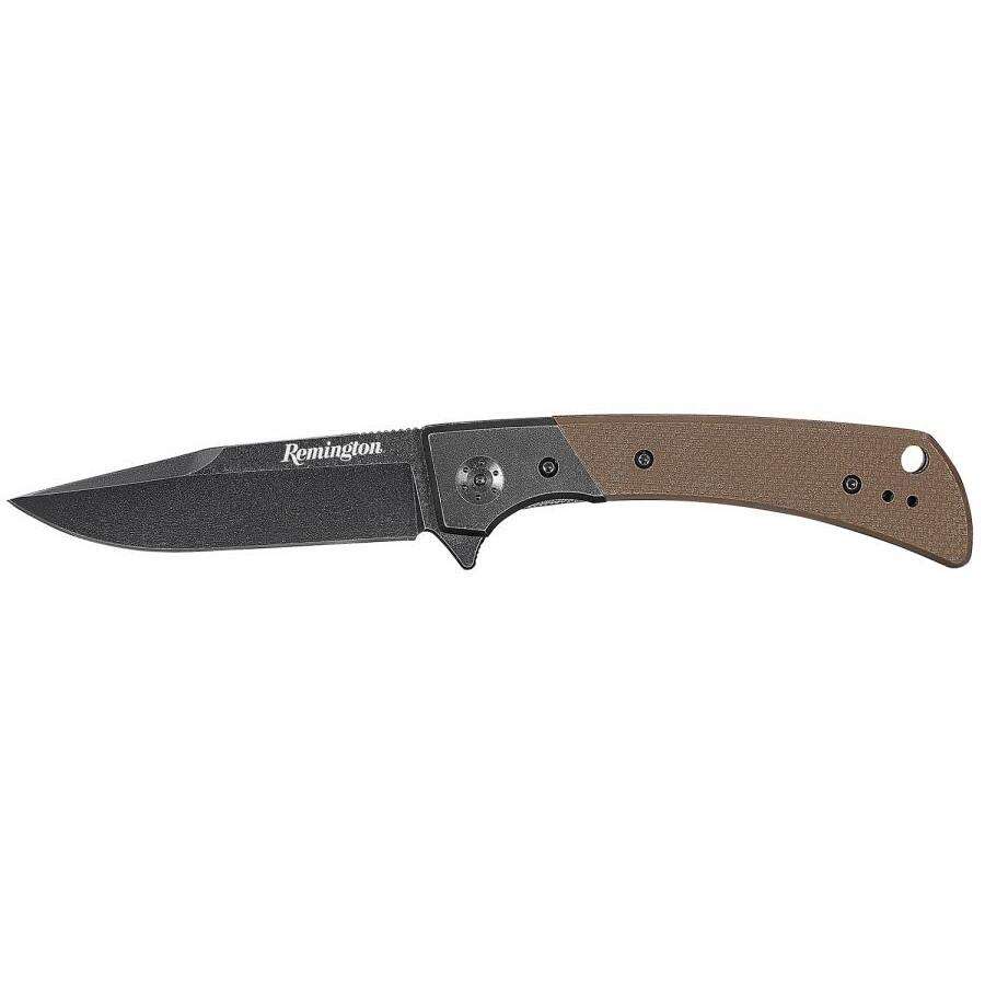 Knives Remington Ready Series REMINGTON EDC DROP POINT FOLDER G10 TAN HANDLE D2 STONE WASHED 4in KNIFE • Model: Ready Series