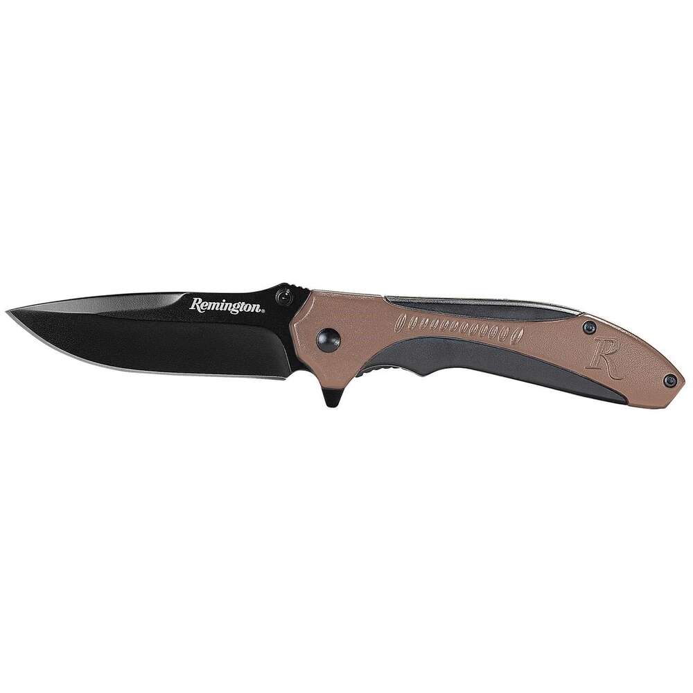 Knives Remington Ready Series REMINGTON SPORTSMAN FOLDER TAN/BLK MOLDED HANDLE 4.5in KNIFE • Model: Ready Series