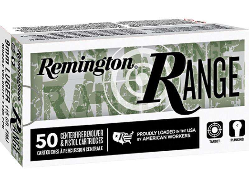 Ammunition Remington Ready Series 9mm REMINGTON RANGE 9MM LUGER 115 FMJ AMMO 100RD