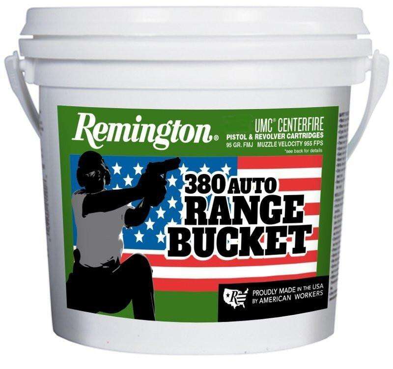 Ammunition Remington Ready Series 380ACP REMINGTON RANGE BUCKET UMC 380 AUTO 95GR FMJ AMMO 300RD