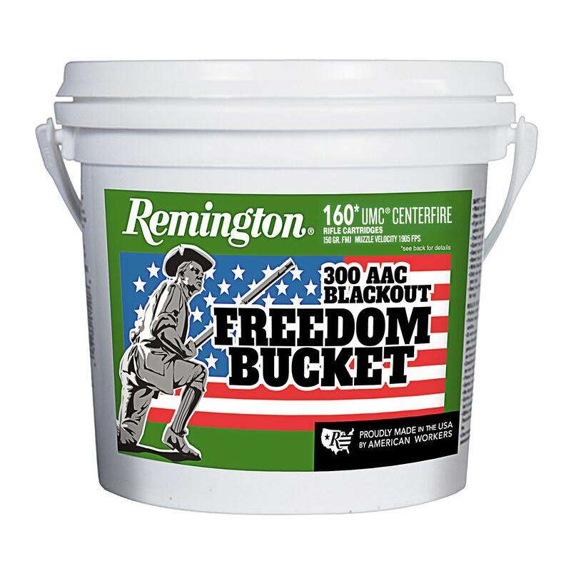 Cleaning Equipment Remington Ready Series REMINGTON FREEDOM BUCKET UMC 300 AAC BLACKOUT 150GR FMJ AMMO 160RD