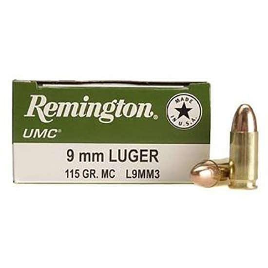 Ammunition Remington UMC 9mm REM UMC 9MM 115GR FMJ 50/500 • Model: UMC