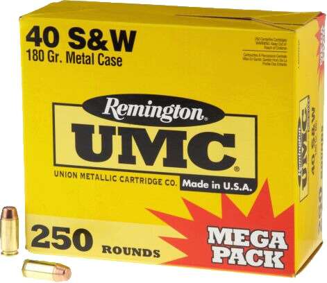 Ammunition Remington 392 ft lbs 40SW REM 23779 L40SW3A   UMC 40S MEGA   180MC     250/4