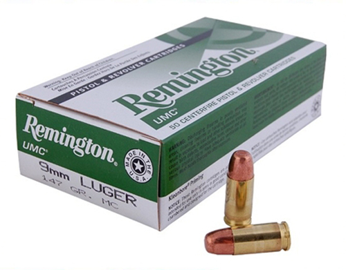 Ammunition Remington 320 ft lbs 9mm REM 23732 L9MM9     UMC 9MM        147 MC    50/10