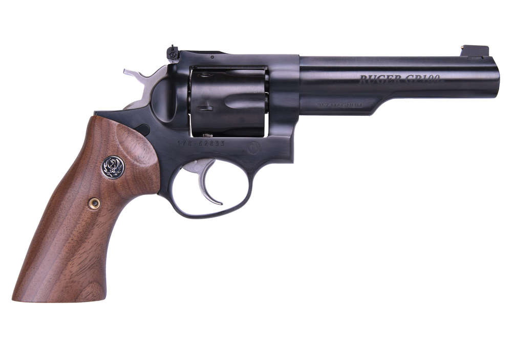 Handguns Ruger GP100 357Magnum|38Special GP100 357MAG BLUE 5" HALF LUG • 1768 ADJ SGTS/WALNUT GRIPS