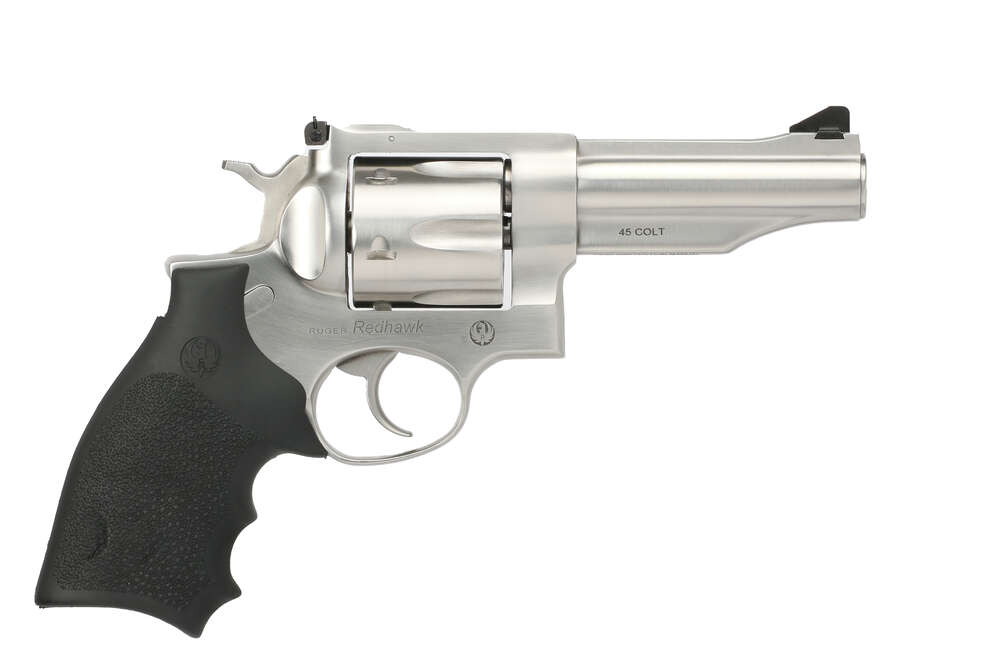 Handguns Ruger Redhawk 45Colt REDHAWK 45LC SS 4" 6RD DA AS # • 5045  HOGUE GRIP