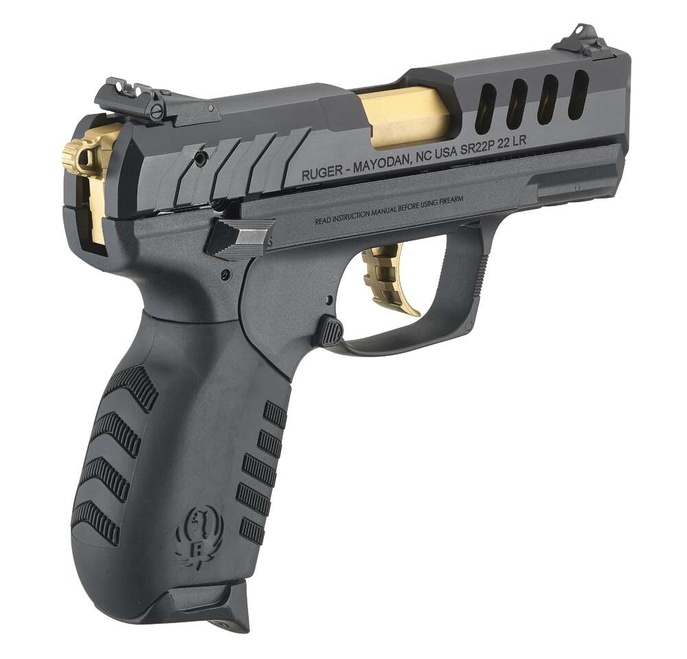 Handguns Ruger SR22 22LR SR22 PISTOL 22LR 3.5" BLK/GOLD • 3654