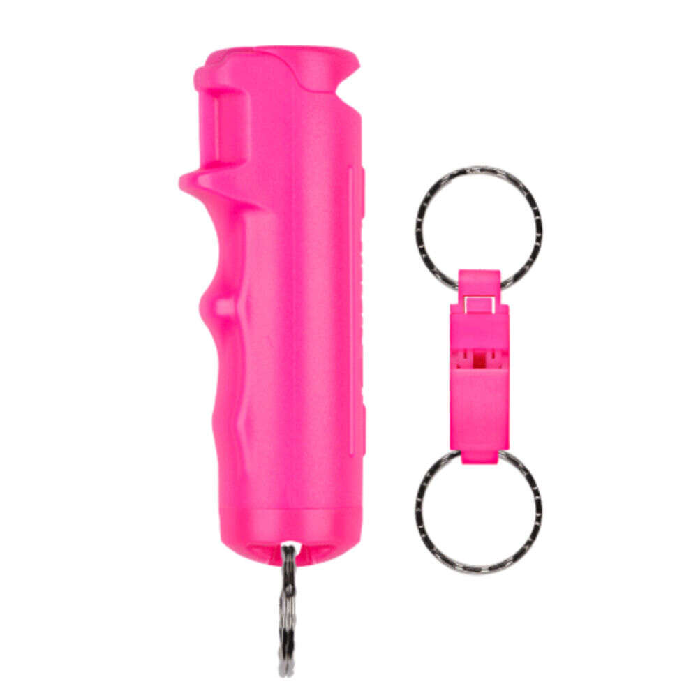 Non Lethal Defense Sabre Pepper Gel with Quick Release SABRE SPRAY KEY RING/WHISTLE .54 PNK