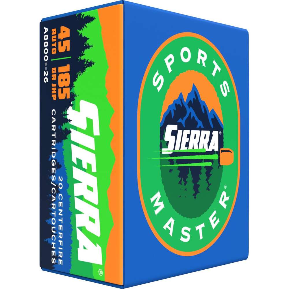 Ammunition Sierra Ready Series 45ACP Sierra Sports Master 45 Auto 185 GR JHP Ammo 20 rnds • Model: Ready Series