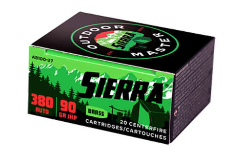 Ammunition Sierra Outdoor Master 380ACP SIERRA OTDMST 380ACP 90GR JHP 20/200 • Model: Outdoor Master