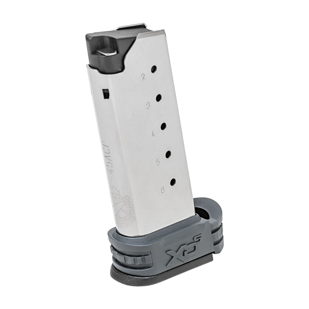 Magazines Springfield Ready Series 45ACP .45 ACP 6-ROUND XD-S MID-SIZE MAGAZINE W/GRAY SLEEVES FOR BACKSTRAPS 1 & 2