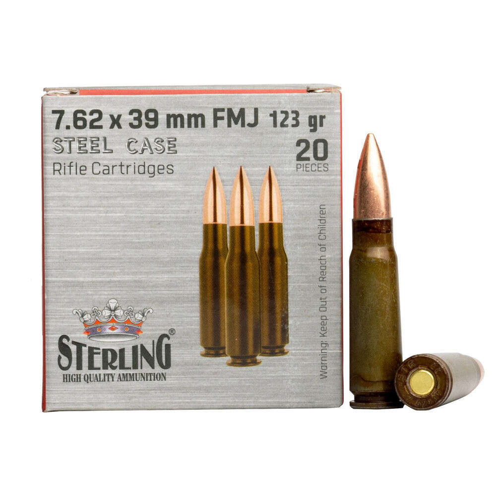 Ammunition Sterling 7.62X39mm FMJ 7.62x39mm STERLING SC 762X39 123GR FMJ 20/1000 • Model: 7.62X39mm FMJ