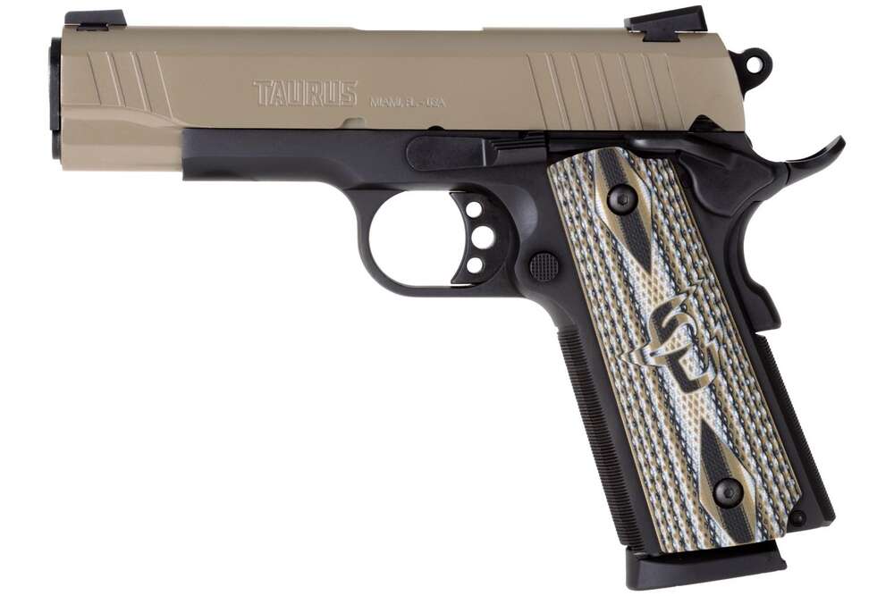 Handguns Taurus Ready Series 45ACP PT1911 Commander 45 ACP BK Cerakote Sand 5in 1x8 VZ Grip