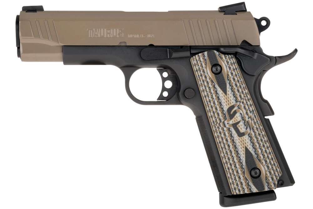 Handguns Taurus Ready Series 45ACP 1911 .45ACP BK/Cerakote Sand 5" 1x8 VZ Grip