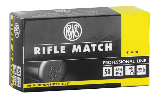 Ammunition Walther 104 ft lbs 22LR RWS     2134225   22LR RIFLE MATCH 40GR   50/100