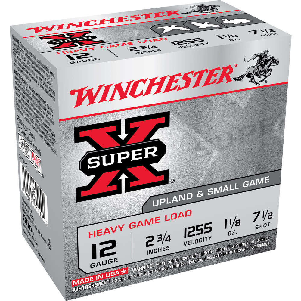 Ammunition Winchester 1 1/8 oz 12Gauge WIN XU12H7    SUP-X HVYGM  12 2.75 7.5  11/8 25/10