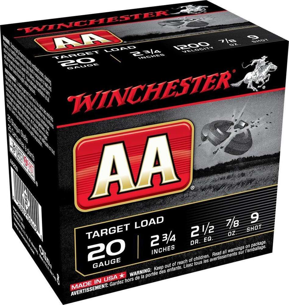 Ammunition Winchester 7/8 oz 20Gauge WIN AA209      AA TARGET  20 2.75 9   7/8   25/10