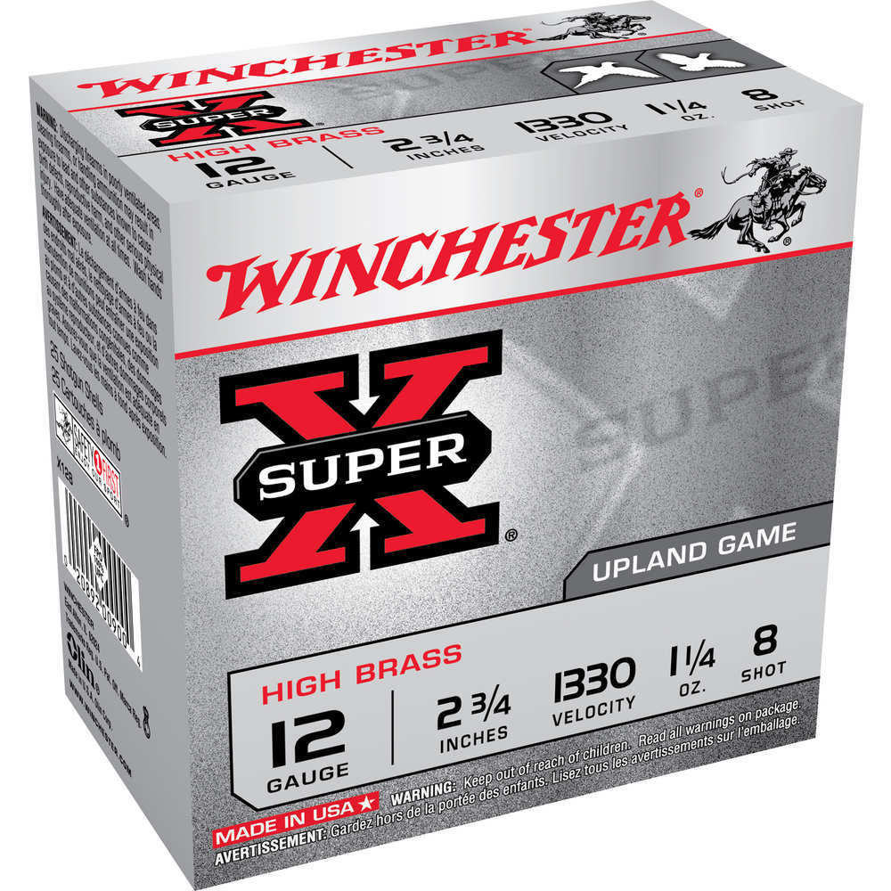 Ammunition Winchester 1 1/4 oz 12Gauge WIN X128      SUP-X        12 2.75 8SH  11/4 25/10 • Model: 1 1/4 oz