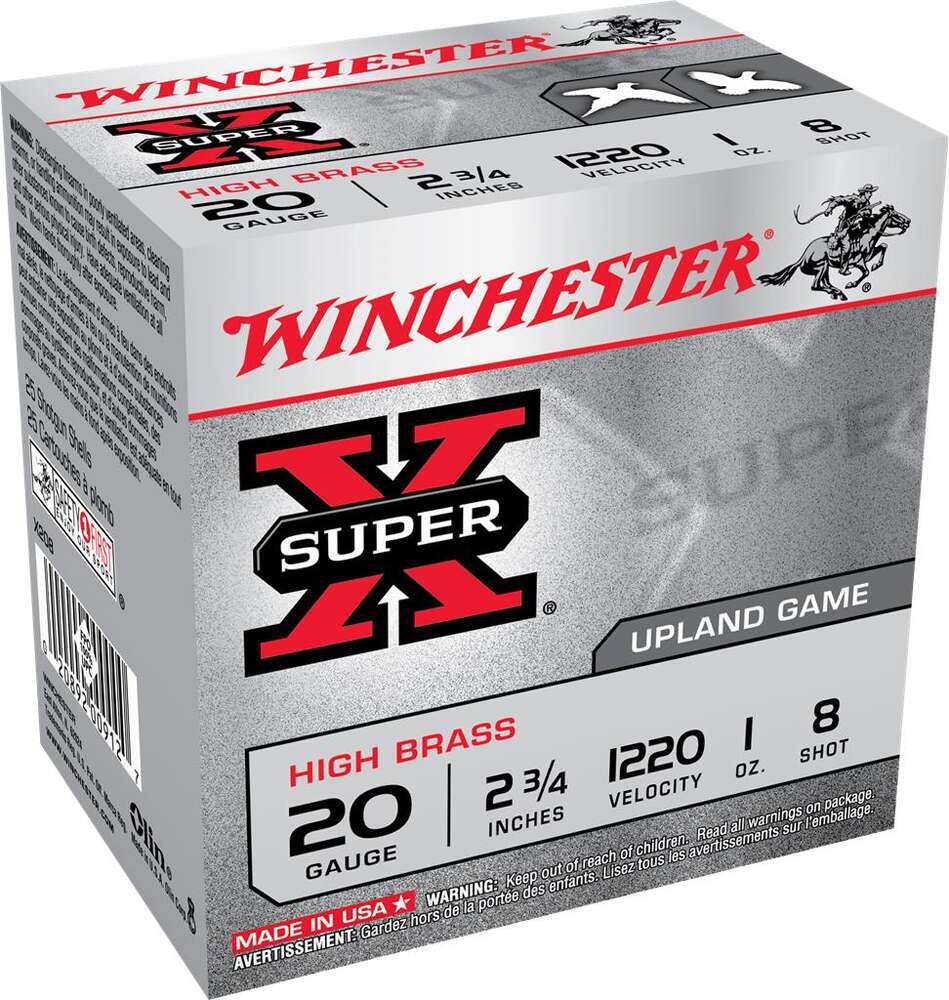 Ammunition Winchester 1 oz 20Gauge WIN X208       SUPER-X     20 2.75 8SH   1OZ 25/10