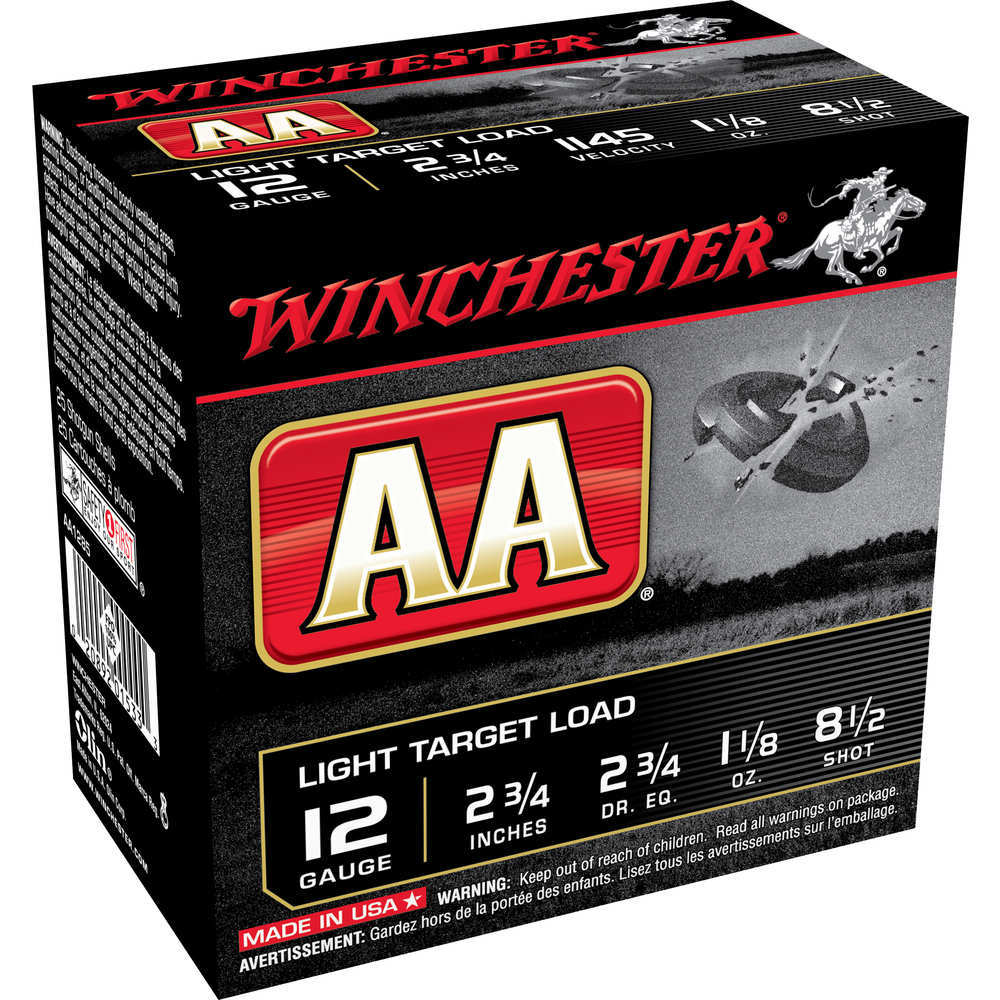 Ammunition Winchester 1 1/8 oz 12Gauge WIN AA1285    AA LIGHT    12 2.75 8.5SH 11/8 25/10