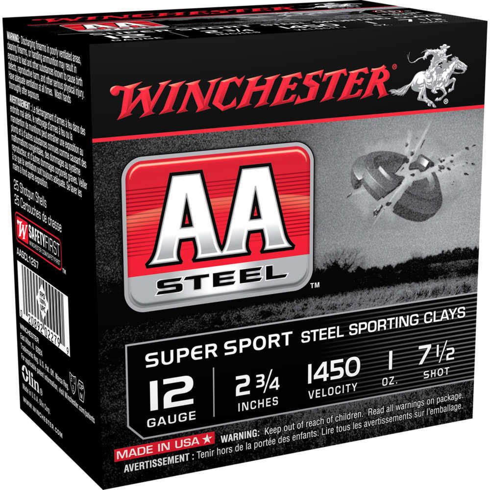 Ammunition Winchester 1 oz 12Gauge WIN AASCL12S7 AA SC STL   12 2.75 7.5    1OZ 25/10