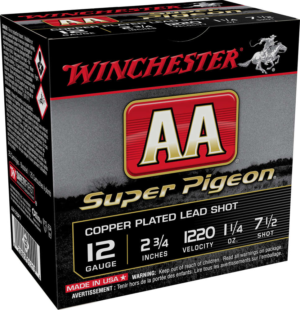 Ammunition Winchester 1 1/4 oz 12Gauge WIN AA12SP7   AA SP PIGEN 12 2.75 7.5   11/4 25/10 • Model: 1 1/4 oz