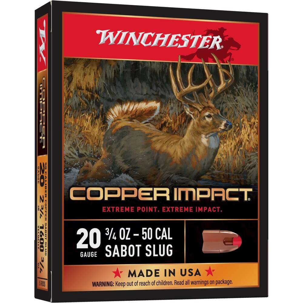 Ammunition Winchester 3/4 oz 20Gauge WIN X20CLF     COPIMP SAB 20 2.75 SLUG 3/4    5/20