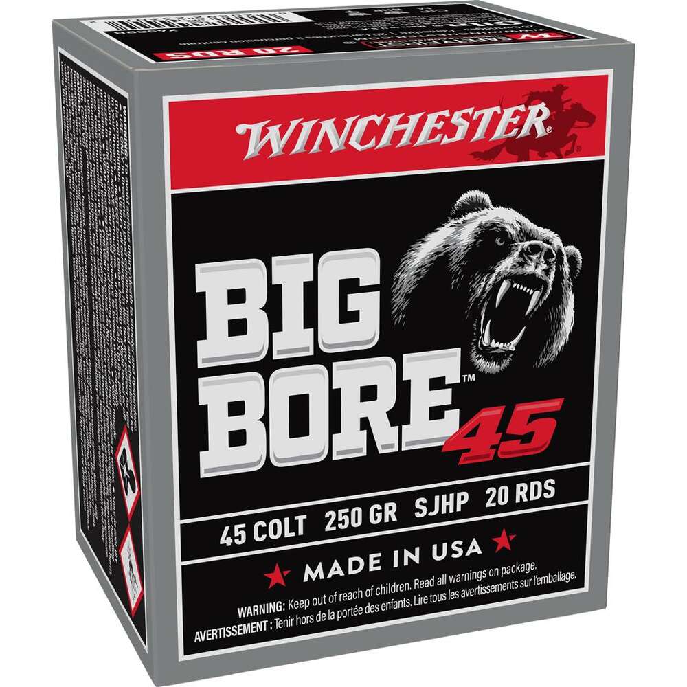 Ammunition Winchester 396 ft lbs 45Colt WIN X45CBB          45COLT  250 SJHP BIGBORE 20/10