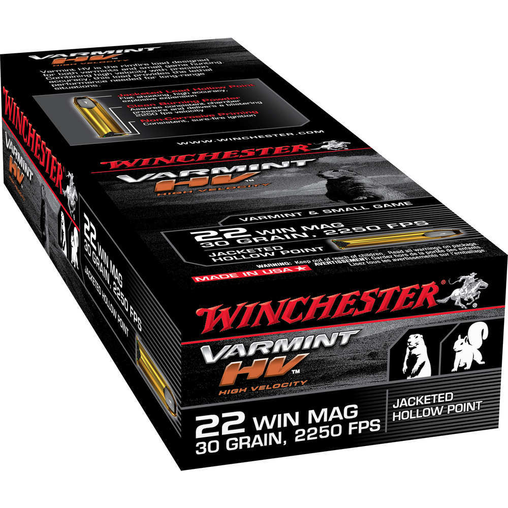 Ammunition Winchester 337 ft lbs 22WMR WIN S22M2           22WMR    30 JHP  VARMINT 50/40