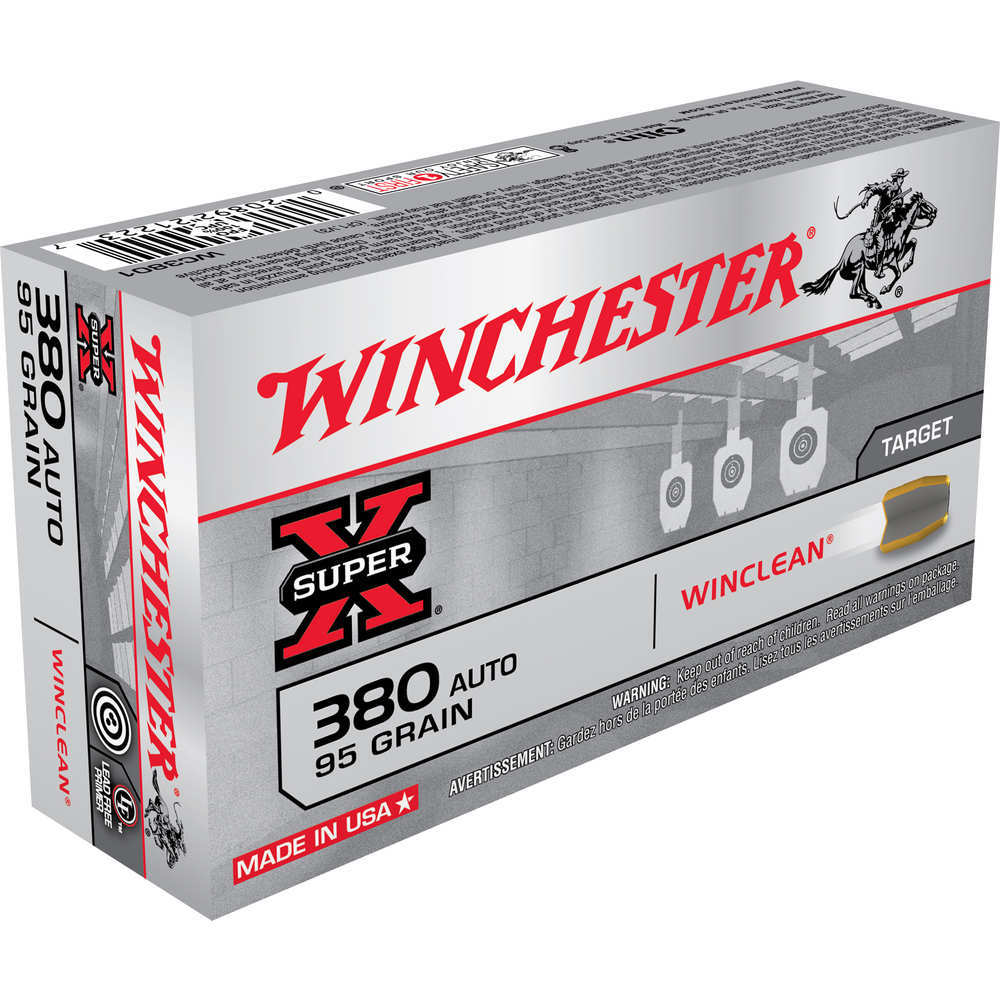 Ammunition Winchester 192 ft lbs 380ACP WIN WC3801          380      95 BEBWCLN      50/10