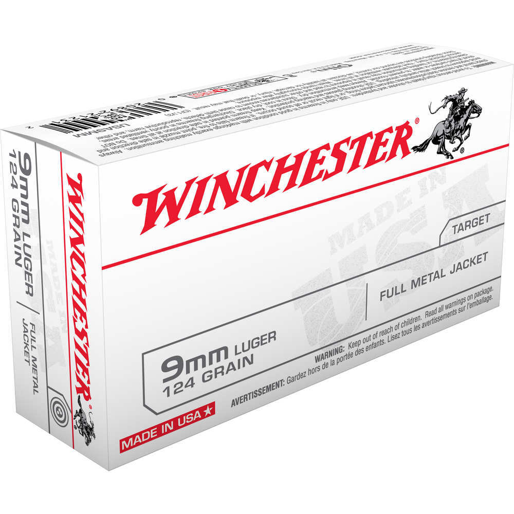 Ammunition Winchester 358 ft lbs 9mm WIN USA9MM          9MM     124 FMJ          50/10