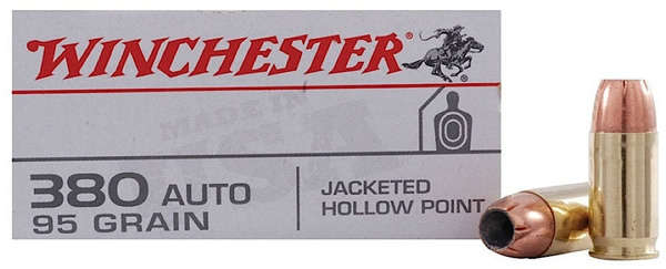 Ammunition Winchester 192 ft lbs 380ACP WIN USA380JHP       380      95 JHP          50/10